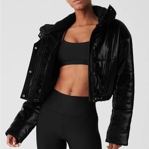 Size M ALO Yoga Orion Black Crop Puffer Jacket